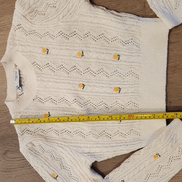 Zara flower embroidered open knit crop sweater - Picture 6 of 6